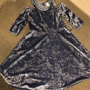 Justice for Girls open shoulder velvet dress
